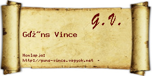 Güns Vince névjegykártya